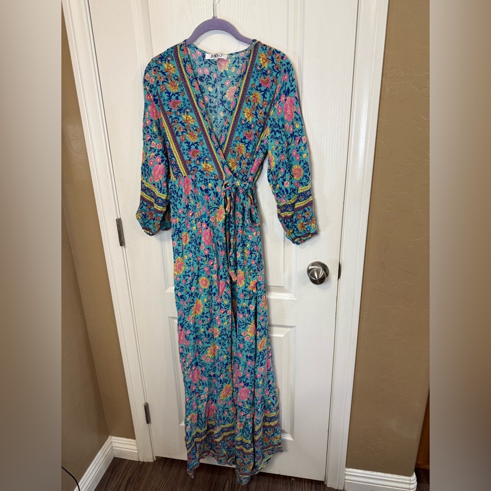 Vintage Floral Wrap Maxi Dress
